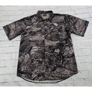 UCF Knights Realtree Fishing Button Mens L Gray Camo Short Sleeve Shirt Vented
